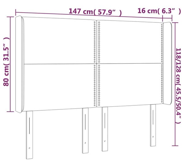 VidaXL krémszínű szövet LED-es fejtámla 147x16x118/128 cm
