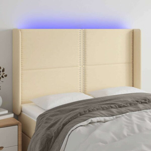 VidaXL krémszínű szövet LED-es fejtámla 147x16x118/128 cm