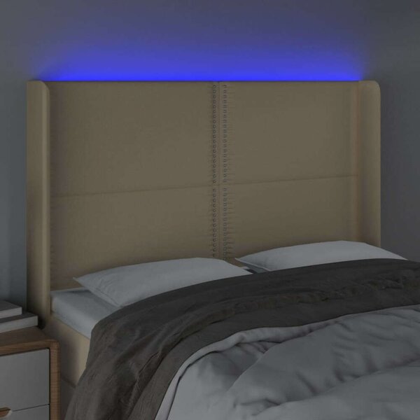 VidaXL krémszínű szövet LED-es fejtámla 147x16x118/128 cm