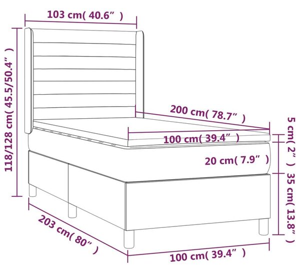 VidaXL LED-es Ágy - Rugós Matraccal - 100x200 cm