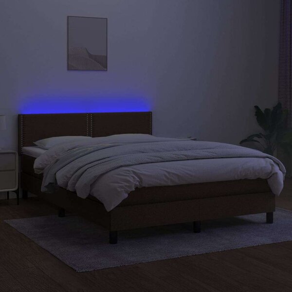VIDAXL - Barna Szövet Ágy LED-del - 140x190 cm