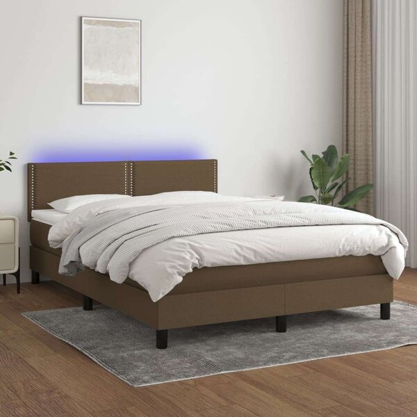 VIDAXL - Barna Szövet Ágy LED-del - 140x190 cm