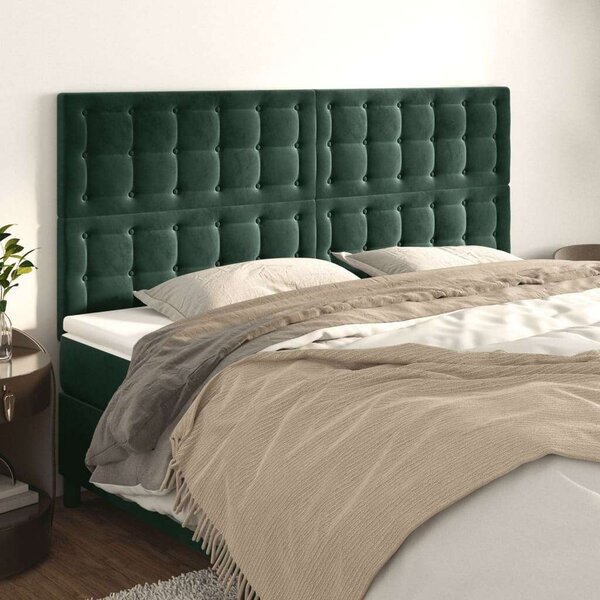 VidaXL 4 db sötétzöld bársony fejtámla 90x5x78/88 cm