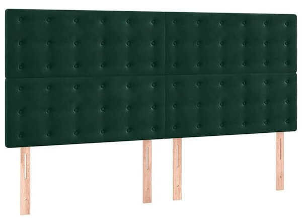 VidaXL 4 db sötétzöld bársony fejtámla 90x5x78/88 cm