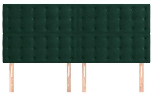 VidaXL 4 db sötétzöld bársony fejtámla 90x5x78/88 cm