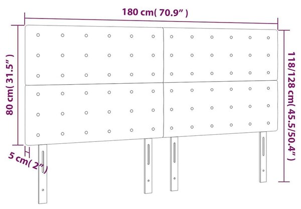 VidaXL 4 db sötétzöld bársony fejtámla 90x5x78/88 cm