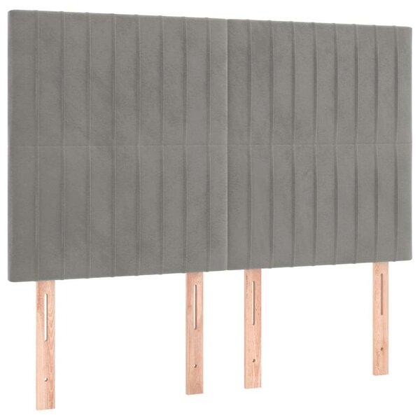 VidaXL világosszürke bársony rugós és LED-es ágy matraccal 140x190 cm