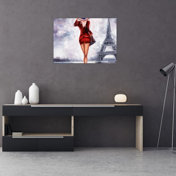 Kép - Nő és az Eiffel-torony (70x50 cm)
