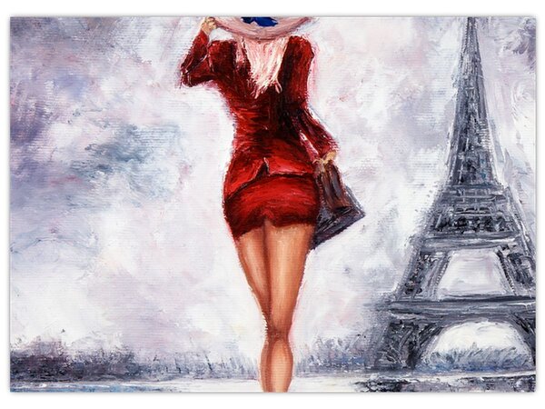 Kép - Nő és az Eiffel-torony (70x50 cm)