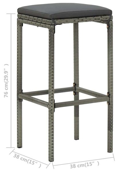 VidaXL 3 részes szürke polyrattan bárszett