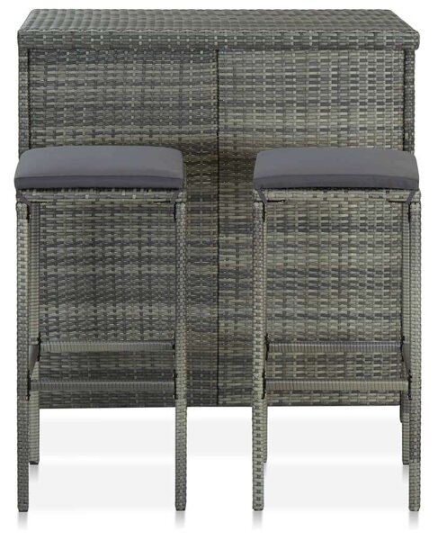 VidaXL 3 részes szürke polyrattan bárszett