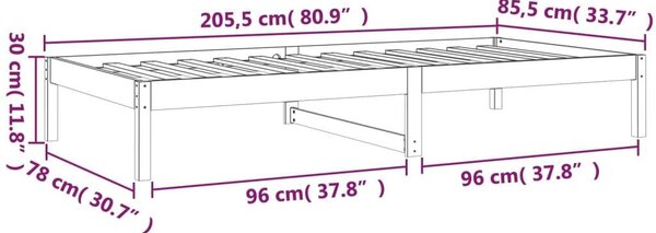 VidaXL fehér tömör fenyőfa kanapéágy 80 x 200 cm