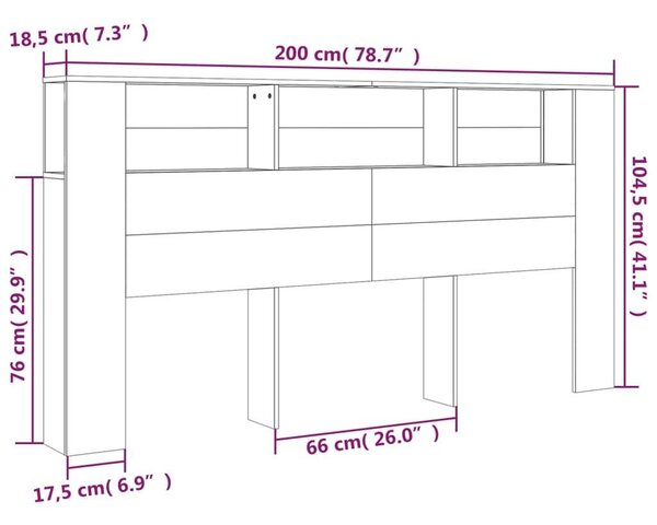 VidaXL fehér áthidaló szekrény 200x18,5x104,5 cm