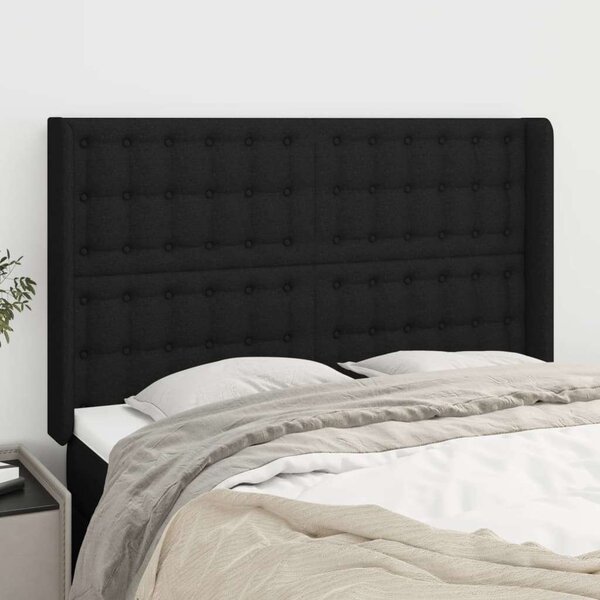 VidaXL Fekete Szövet Fejtámla Szárnyakkal - 147x16x118/128cm