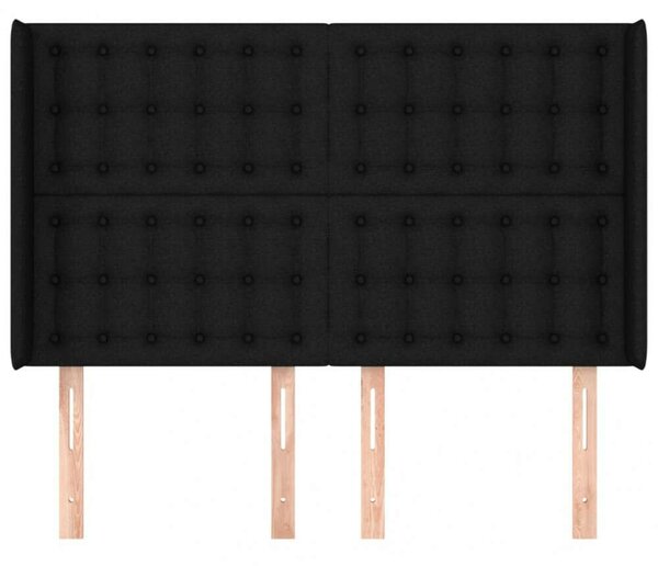VidaXL Fekete Szövet Fejtámla Szárnyakkal - 147x16x118/128cm