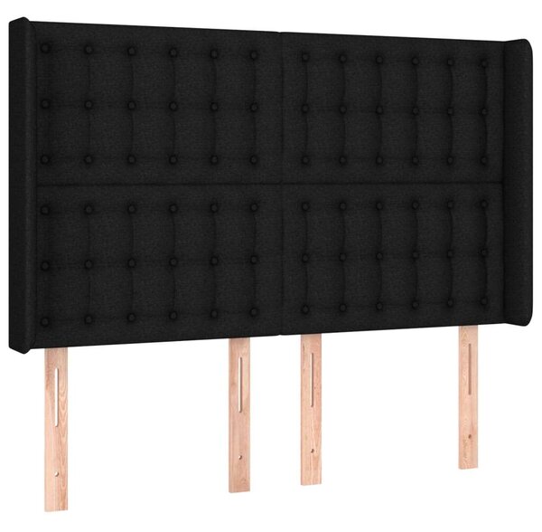 VidaXL Fekete Szövet Fejtámla Szárnyakkal - 147x16x118/128cm