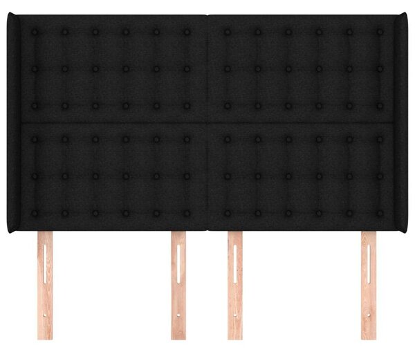 VidaXL Fekete Szövet Fejtámla Szárnyakkal - 147x16x118/128cm