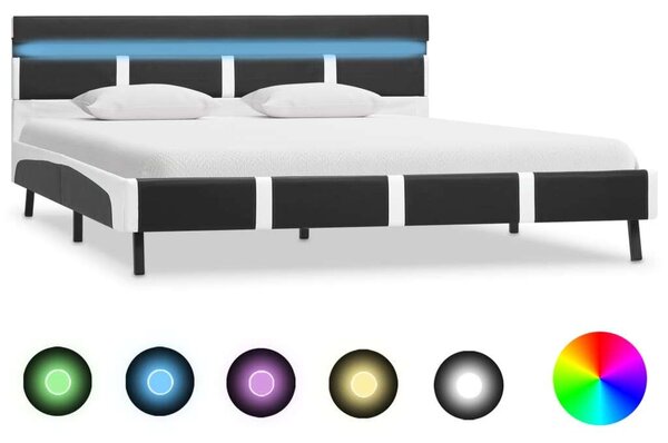 VidaXL szürke LED-es műbőr ágykeret 160 x 200 cm