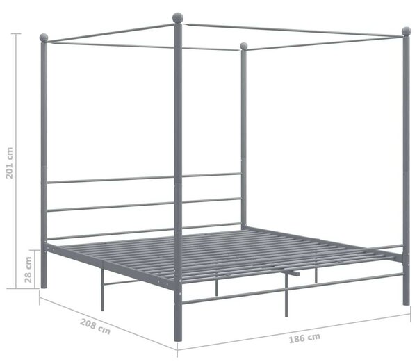 VidaXL Fém Baldachinos Ágykeret - 180x200 cm