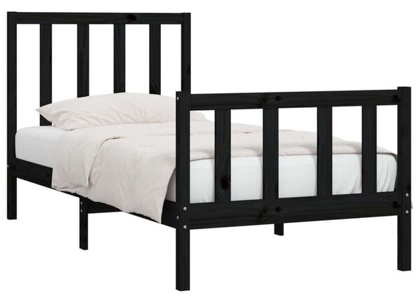 VidaXL Fekete Fenyőfa Ágykeret - 75x190 cm
