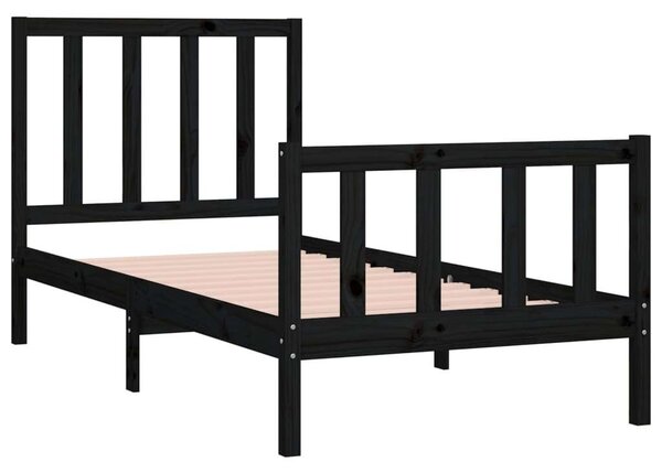 VidaXL Fekete Fenyőfa Ágykeret - 75x190 cm