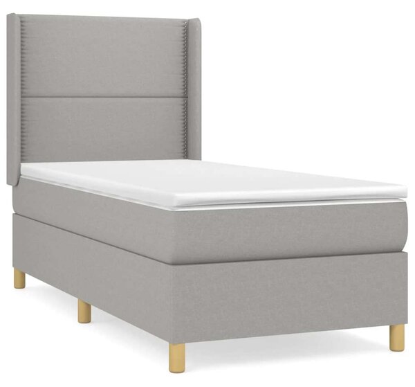 VidaXL világosszürke szövet rugós ágy matraccal 100 x 200 cm