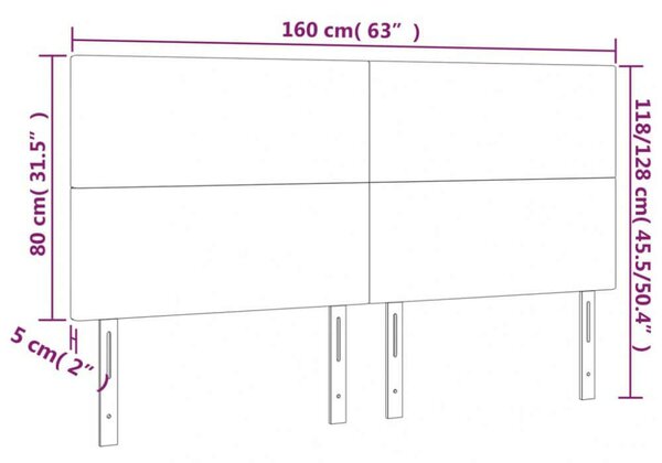 VidaXL Ágytámlá - Krémszínű Szövet LED-es - 160cm