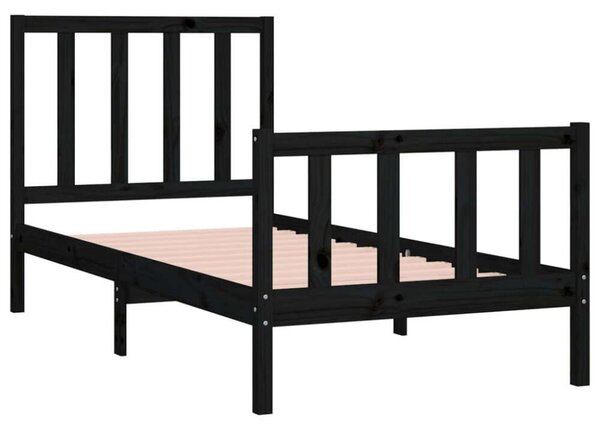 VidaXL Fekete Fenyőfa Ágykeret - 75x190 cm