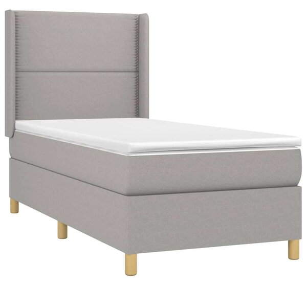 VidaXL világosszürke szövet rugós ágy matraccal 100 x 200 cm