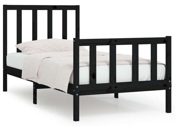 VidaXL Fekete Fenyőfa Ágykeret - 75x190 cm