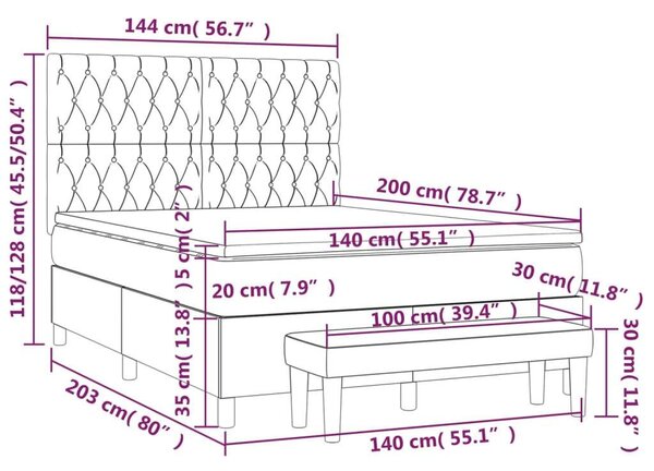 VidaXL Krémszínű Ágy Matraccal és Padlólappal - 140x200 cm