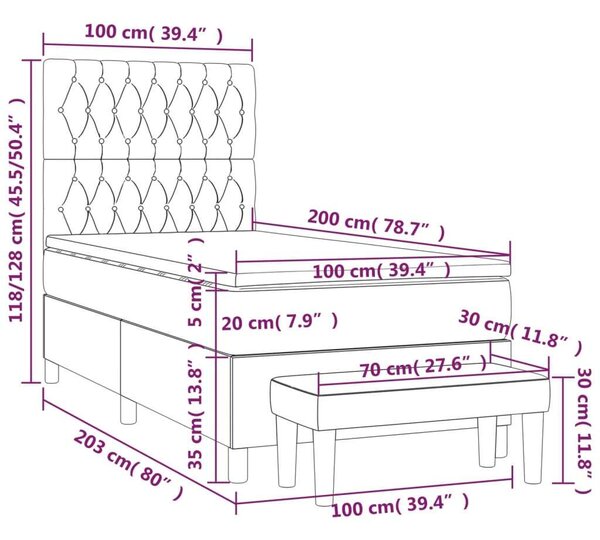 VidaXL Kék Ágy Matraccal - 100x200 cm