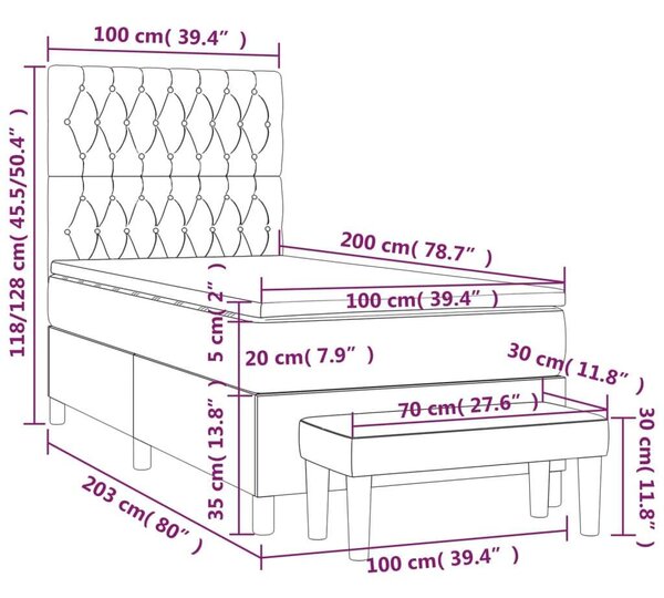 VidaXL Kék Ágy Matraccal - 100x200 cm