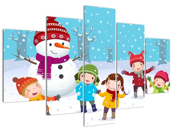 Kép - Téli gyerekes mulatságok (150x105 cm)