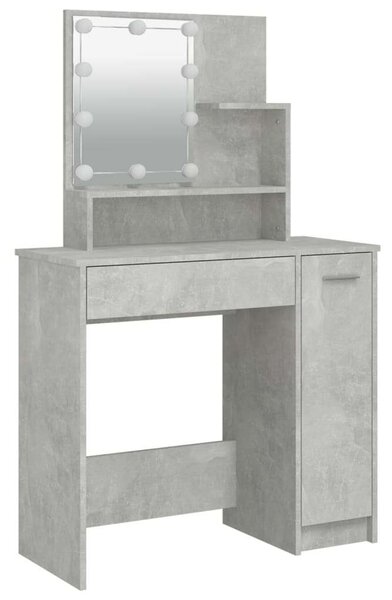 LED-es Sminkasztal szett - Betonszürke - 86,5x35x136cm