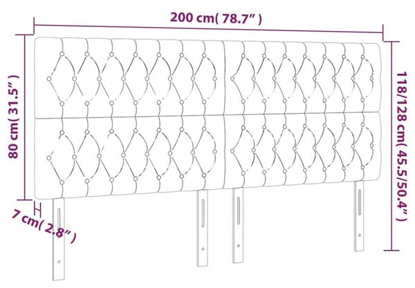 VidaXL fekete szövet LED-es fejtámla 200x7x118/128 cm