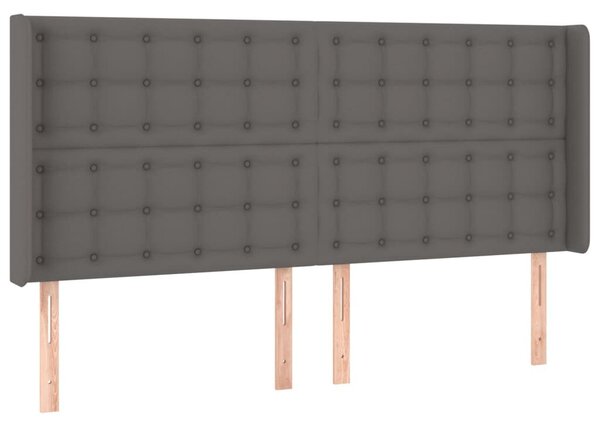 VidaXL szürke műbőr fejtámla szárnyakkal 163x16x118/128 cm