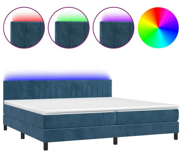 VidaXL Ágy - Bársony - 200x200 cm - LED