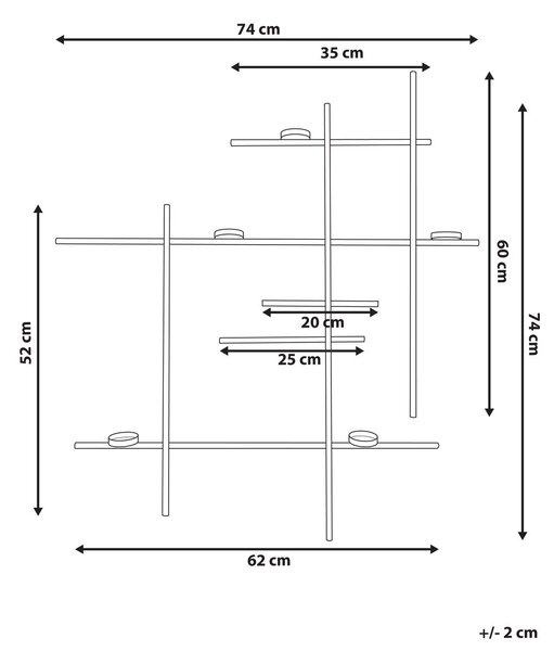 Fali gyertyatartó PORTO 74 cm Fekete