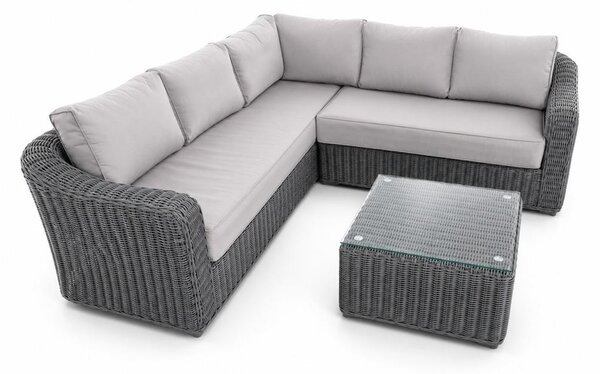 AVENBERG LIDO kerti rattan sarokgarnitúra, szürke