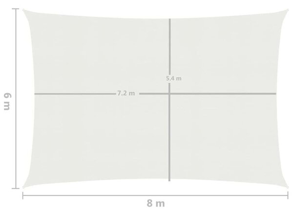 VidaXL HDPE Napvitorla - 6x8m, Fehér