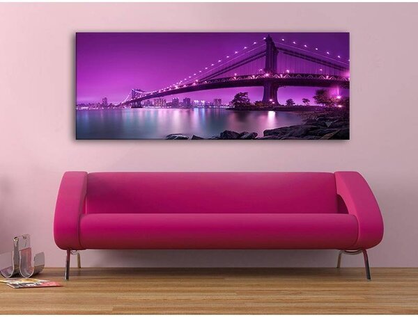 70x40 cm - New York Brooklyn bridge lila vászonkép