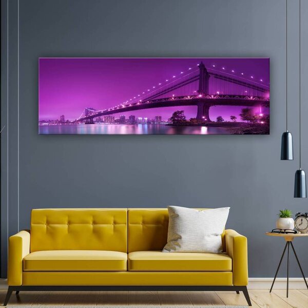 70x40 cm - New York Brooklyn bridge lila vászonkép