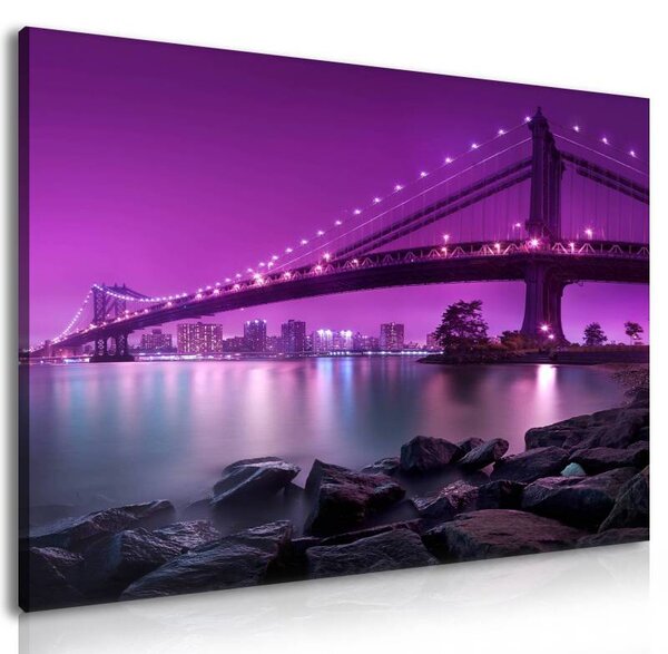 70x40 cm - New York Brooklyn bridge lila vászonkép