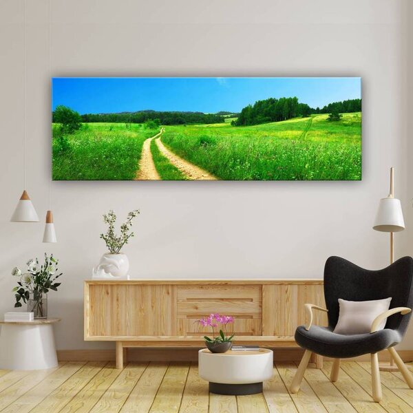70x40 cm - Földút a réten vászonkép