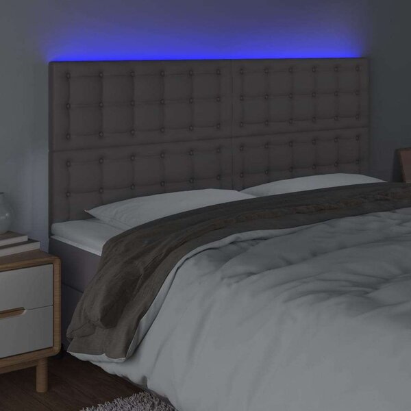 VidaXL LED-es Ágyfejtámla - Szürke Műbőr - 180x5x118/128cm