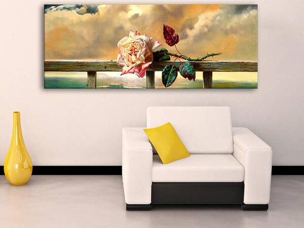 70x40 cm - Rózsa a viharban vászonkép