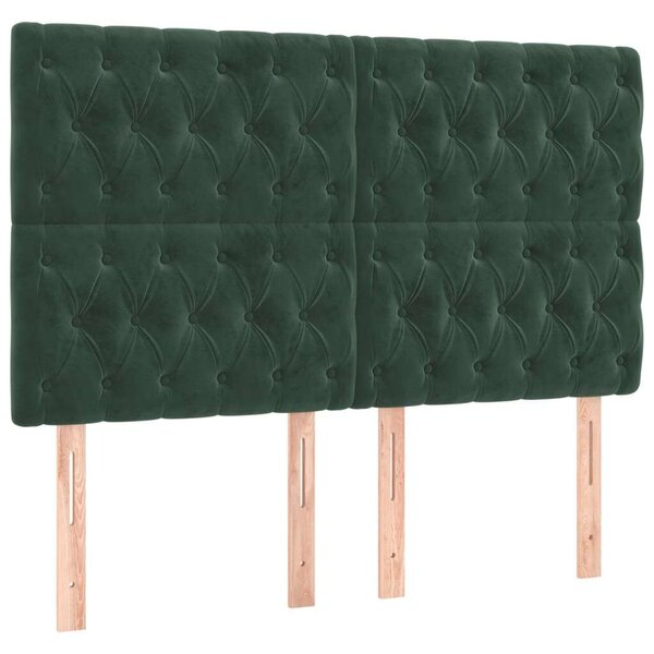 VidaXL 4 db sötétzöld bársony fejtámla 80x7x78/88 cm