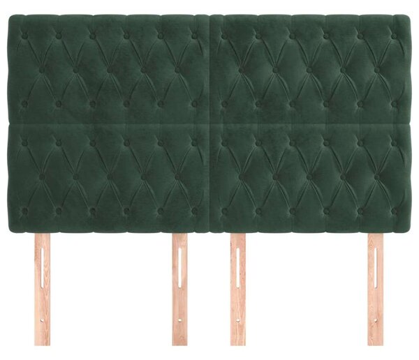 VidaXL 4 db sötétzöld bársony fejtámla 80x7x78/88 cm