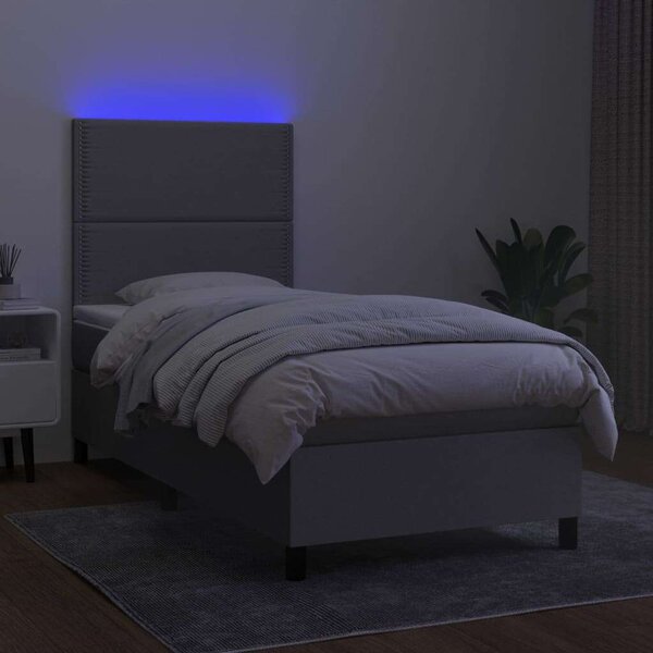 VidaXL Rugós Ágy - 90x200 cm - Szövet - LED